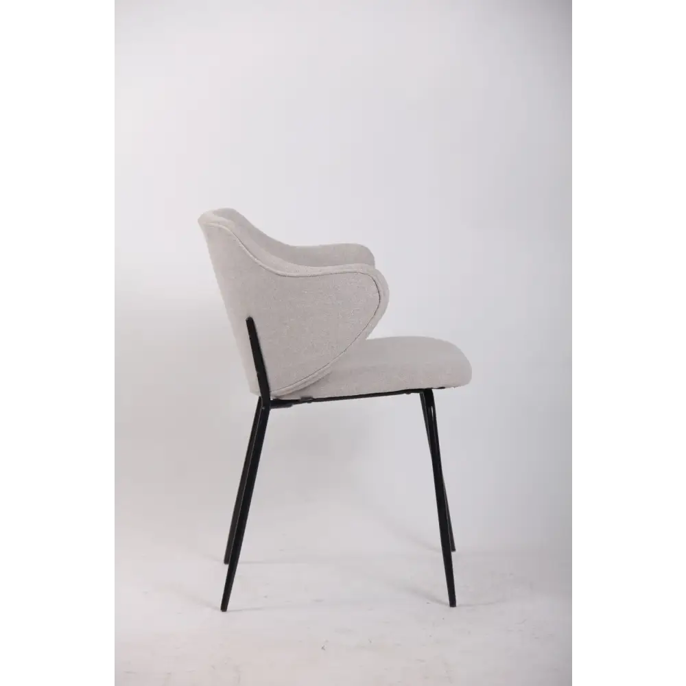 Set of 2 Dining Chairs Fabric with Metal Legs in Ivory Beige - Furniture > Bar Stools & Chairs > Arm Chairs & Recliners
