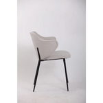 Set of 2 Dining Chairs Fabric with Metal Legs in Ivory Beige - Furniture > Bar Stools & Chairs > Arm Chairs & Recliners