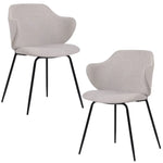 Set of 2 Dining Chairs Fabric with Metal Legs in Ivory Beige - Furniture > Bar Stools & Chairs > Arm Chairs & Recliners