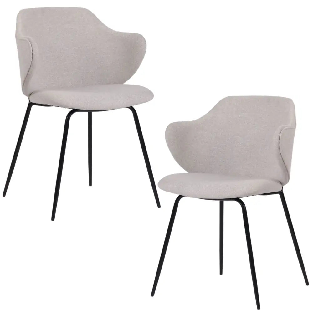Set of 2 Dining Chairs Fabric with Metal Legs in Ivory Beige - Furniture > Bar Stools & Chairs > Arm Chairs & Recliners
