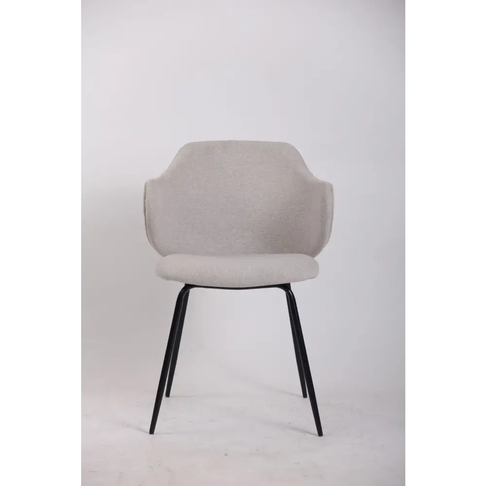 Set of 2 Dining Chairs Fabric with Metal Legs in Ivory Beige - Furniture > Bar Stools & Chairs > Arm Chairs & Recliners
