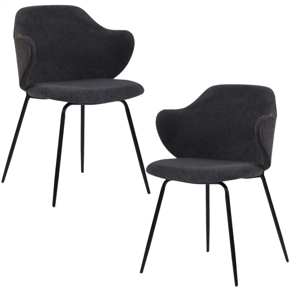Set of 2 Dining Chairs in Graphite - Furniture > Bar Stools & Chairs > Arm Chairs & Recliners