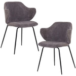 Set of 2 Dining Chairs with Corduroy Cord Fabric in Dark Grey Lincoln - Furniture > Bar Stools & Chairs > Arm Chairs &