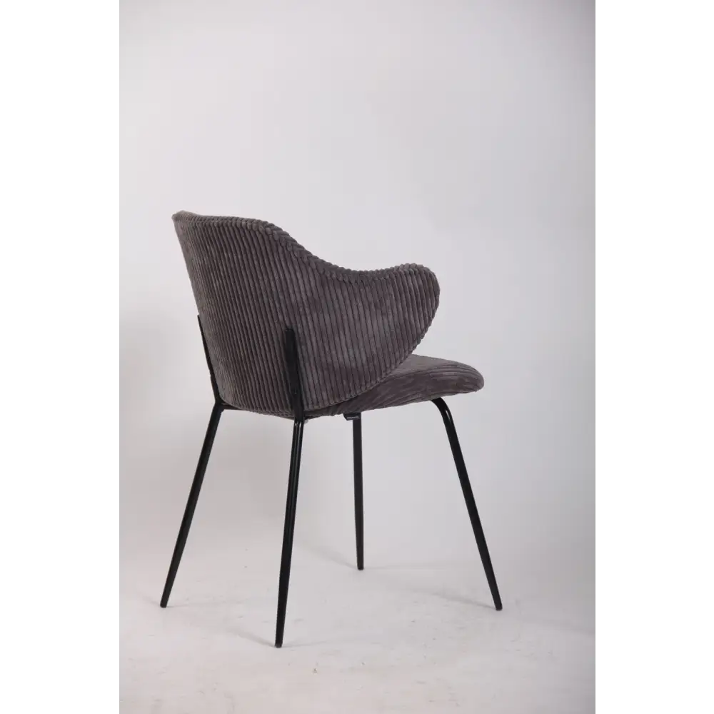 Set of 2 Dining Chairs with Corduroy Cord Fabric in Dark Grey Lincoln - Furniture > Bar Stools & Chairs > Arm Chairs &
