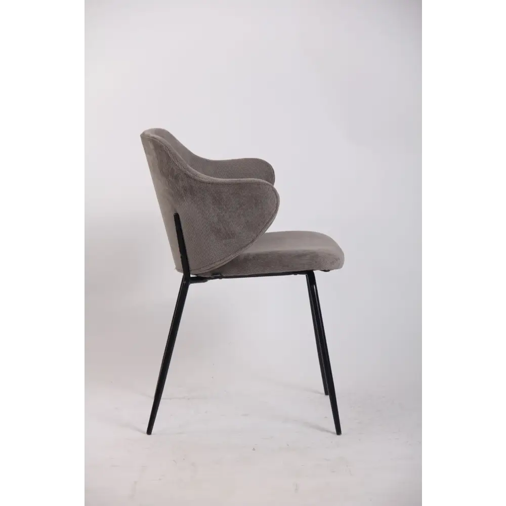 Set of 2 Dining Chairs with Corduroy Cord Fabric in Grey - Furniture > Bar Stools & Chairs > Arm Chairs & Recliners