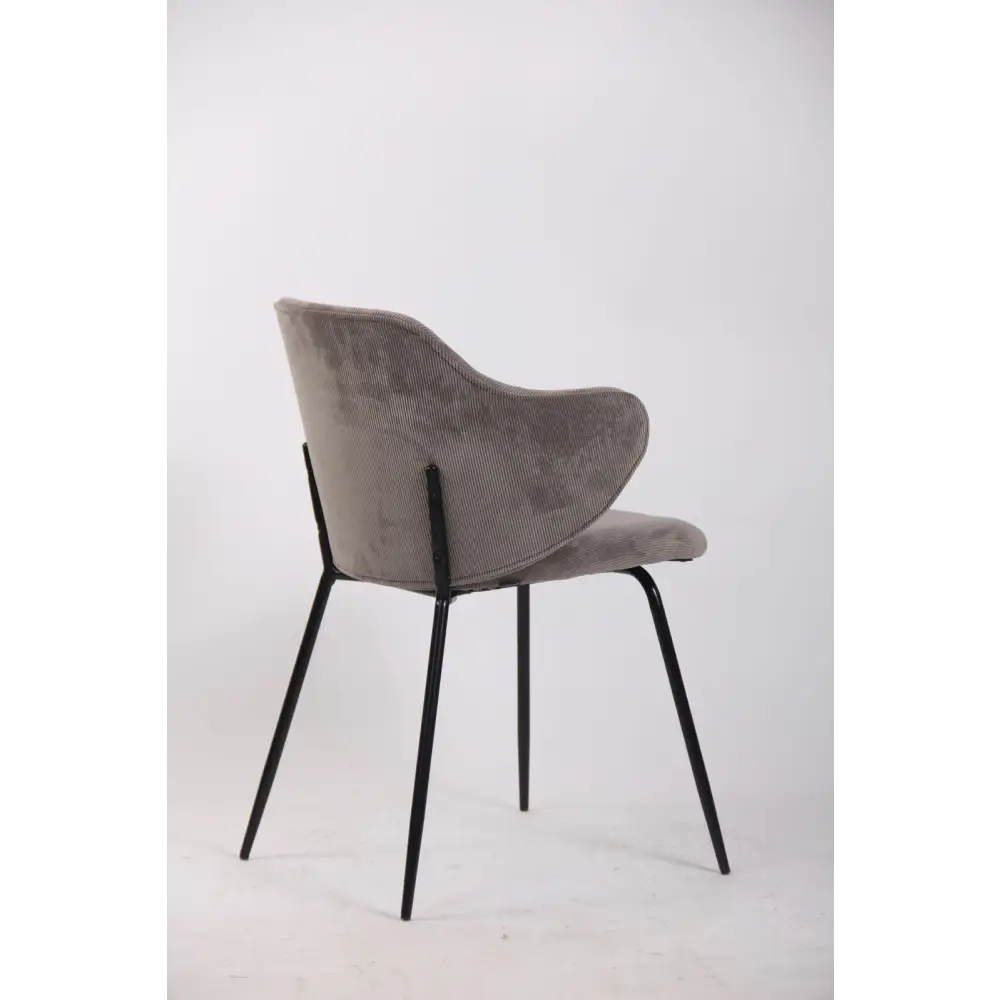 Set of 2 Dining Chairs with Corduroy Cord Fabric in Grey - Furniture > Bar Stools & Chairs > Arm Chairs & Recliners
