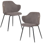 Set of 2 Dining Chairs with Corduroy Cord Fabric in Grey - Furniture > Bar Stools & Chairs > Arm Chairs & Recliners