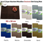 Set of 2 Microfibre Checkered Dish Drying Mats Mocha - Home & Garden > Kitchenware