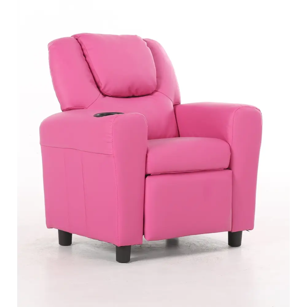 Set of 2 Oliver Kids Recliner Chair Sofa Children Lounge Couch PU Armchair Pink - Furniture > Sofas