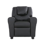 Set of 2 Oliver Kids Recliner Chair Sofa Children Lounge Couch PU Armchair Black - Furniture > Sofas