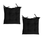 Set of 2 Outdoor Polyester Solid Chair Pads 40 x 40cm Black - Home & Garden > Decor