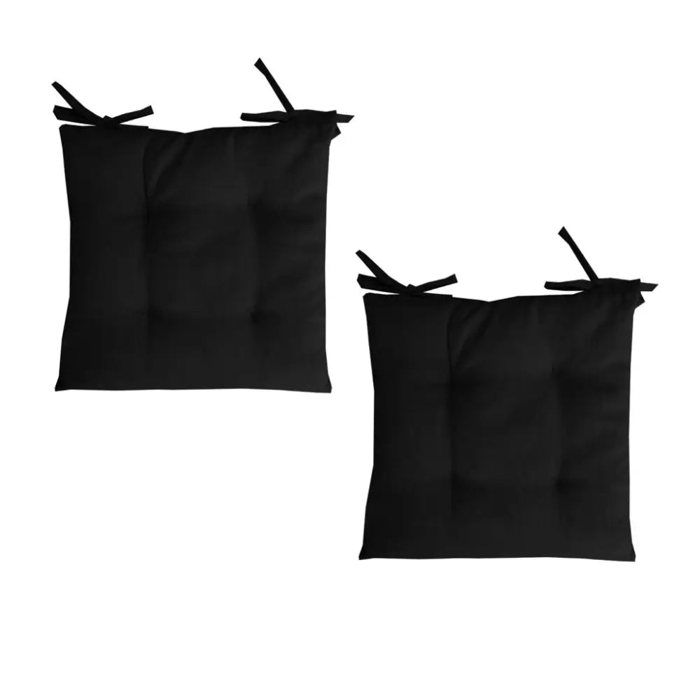 Set of 2 Outdoor Polyester Solid Chair Pads 40 x 40cm Black - Home & Garden > Decor