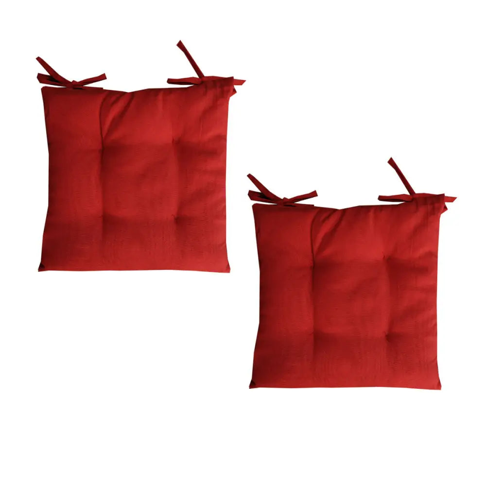 Set of 2 Outdoor Polyester Solid Chair Pads 40 x 40cm Red - Home & Garden > Decor