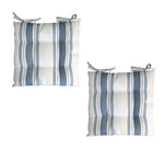 Set of 2 Outdoor Polyester Striped Chair Pads 40 x 40cm White Blue - Home & Garden > Decor
