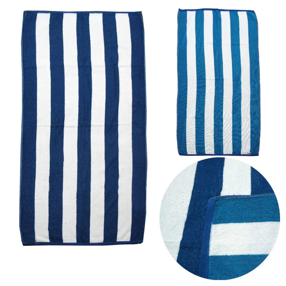 Set of 2 Reversible Cabana Striped Towels Blue/Aqua - Home & Garden > Bathroom Accessories