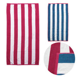 Set of 2 Reversible Cabana Striped Towels Hot Pink/Blue - Home & Garden > Bathroom Accessories