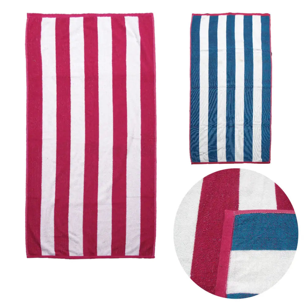 Set of 2 Reversible Cabana Striped Towels Hot Pink/Blue - Home & Garden > Bathroom Accessories