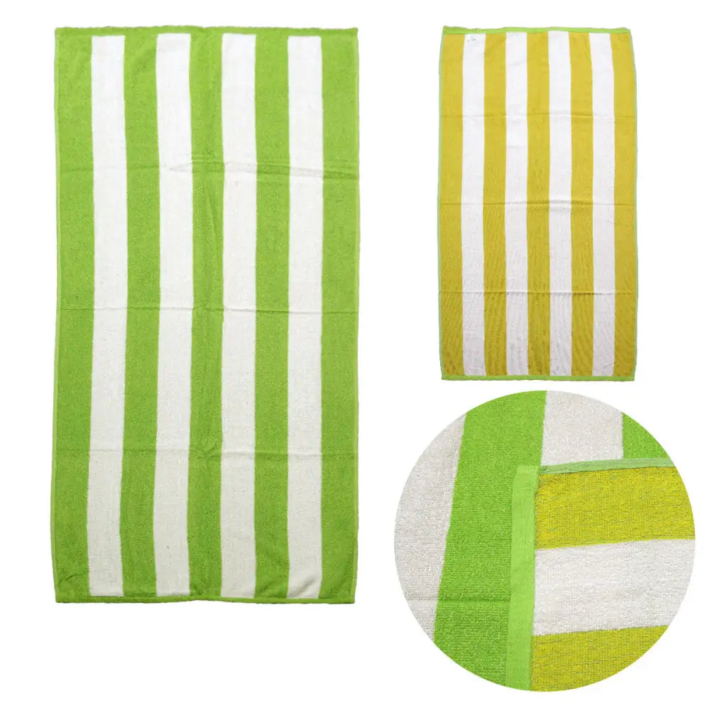 Set of 2 Reversible Cabana Striped Towels Lime/Yellow - Home & Garden > Bathroom Accessories
