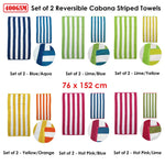Set of 2 Reversible Cabana Striped Towels Lime/Yellow - Home & Garden > Bathroom Accessories