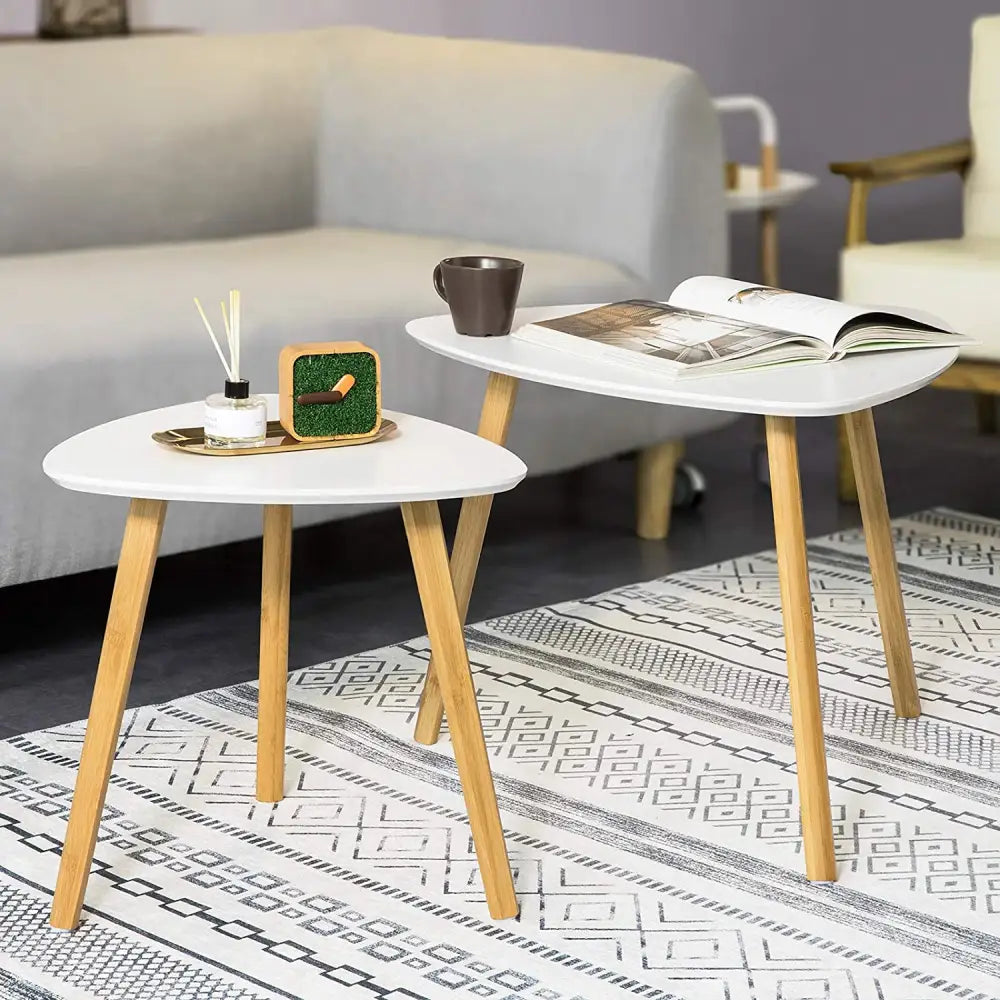 Set of 2 White Side Nesting Tables - Furniture > Living Room