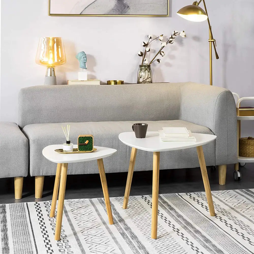 Set of 2 White Side Nesting Tables - Furniture > Living Room