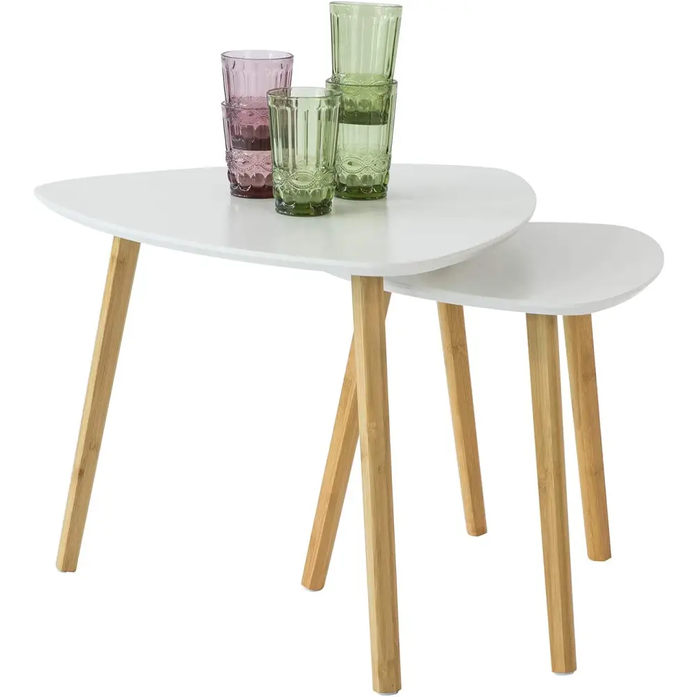 Set of 2 White Side Nesting Tables - Furniture > Living Room
