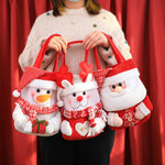 Set of 3 Christmas Fabric Gift Tote Bags – Santa Snowman and Reindeer Design - Occasions > Christmas > Christmas
