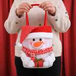 Set of 3 Christmas Fabric Gift Tote Bags – Santa Snowman and Reindeer Design - Occasions > Christmas > Christmas
