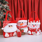 Set of 3 Christmas Fabric Gift Tote Bags – Santa Snowman and Reindeer Design - Occasions > Christmas > Christmas