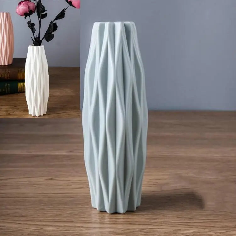 Set of 3 Creative Plastic Camellia Vases for Wet and Dry Decor - Blue - Home & Garden > Decor > Vases & Table Decor