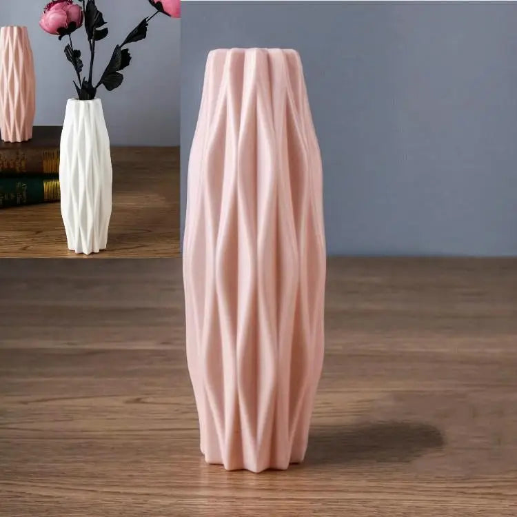 Set of 3 Creative Plastic Camellia Vases for Wet and Dry Decor - Pink - Home & Garden > Decor > Vases & Table Decor