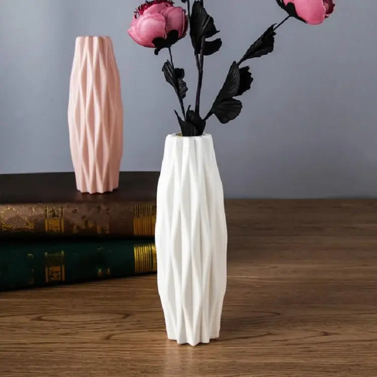 Set of 3 Creative Plastic Camellia Vases for Wet and Dry Decor - Pink - Home & Garden > Decor > Vases & Table Decor
