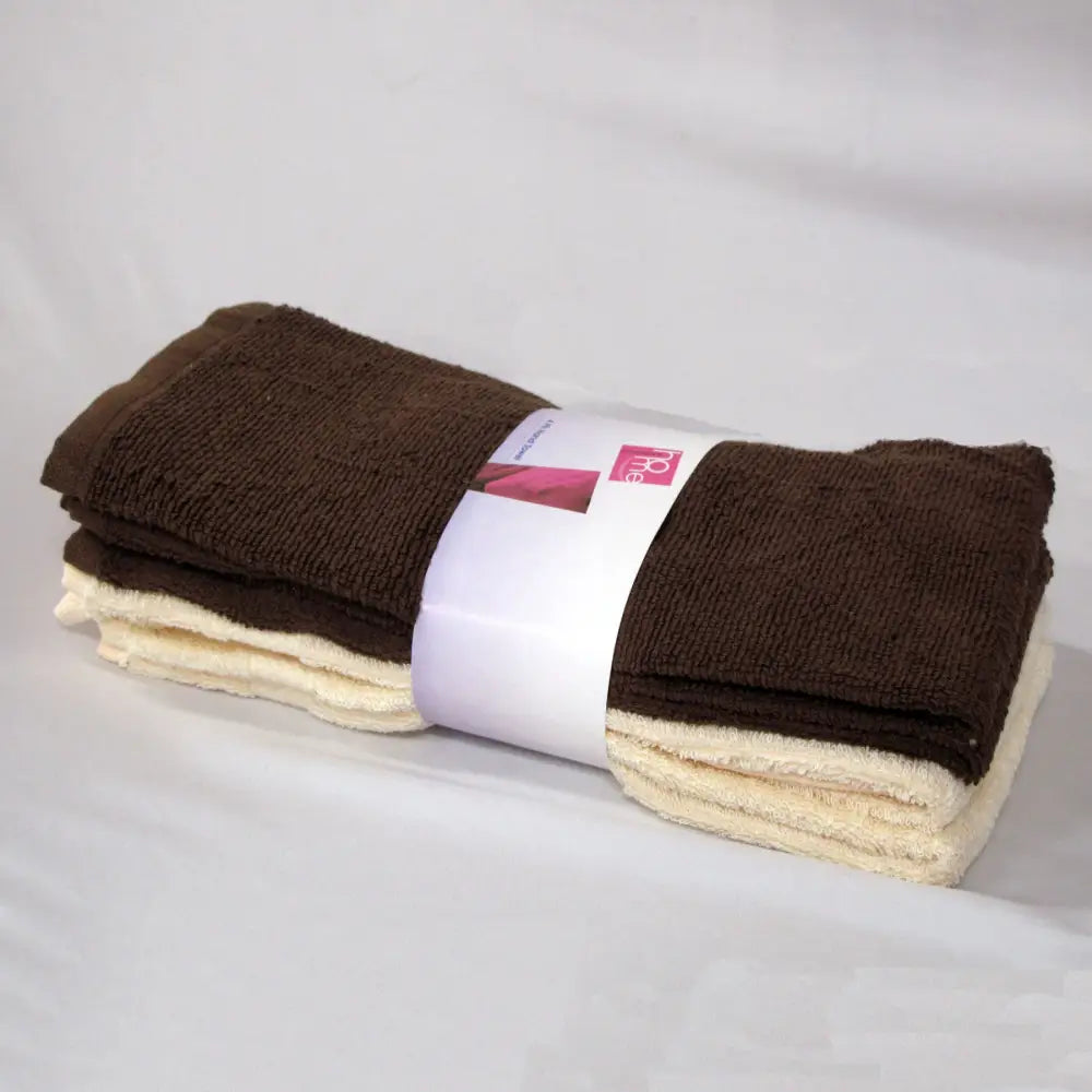 Set of 4 Budget Cotton Hand Towels 42 x 67 cm Chocolate Cream - Home & Garden > Kitchenware > Table Linen & Kitchen