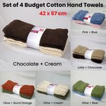 Set of 4 Budget Cotton Hand Towels 42 x 67 cm Chocolate Latte - Home & Garden > Kitchenware > Table Linen & Kitchen