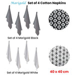 Set of 4 Christopher Vine Marigold Cotton Napkins 40cm x 40cm White - Home & Garden > Kitchenware