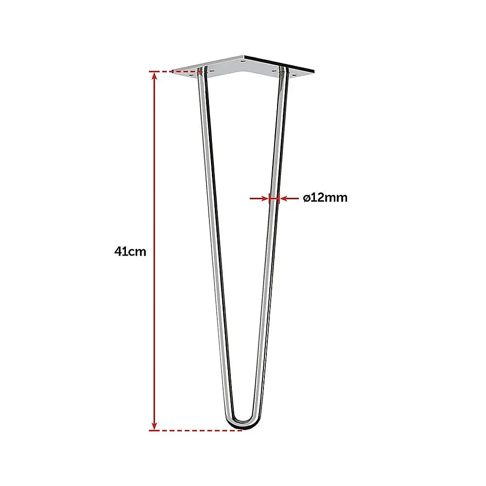 Set of 4 Chrome Retro Hairpin Table Legs 12mm Steel Bench Desk - 41cm - Furniture > Office
