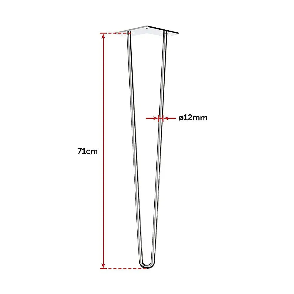 Set of 4 Chrome Retro Hairpin Table Legs 12mm Steel Bench Desk - 71cm - Furniture > Office