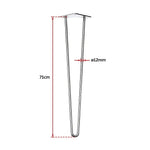 Set of 4 Chrome Retro Hairpin Table Legs 12mm Steel Bench Desk - 71cm - Furniture > Office