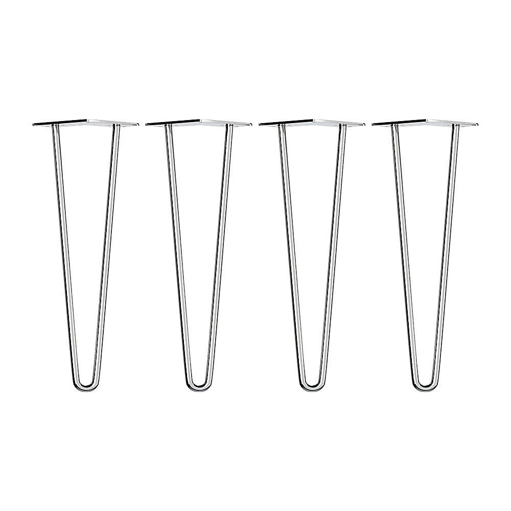 Set of 4 Chrome Retro Hairpin Table Legs 12mm Steel Bench Desk - 71cm - Furniture > Office