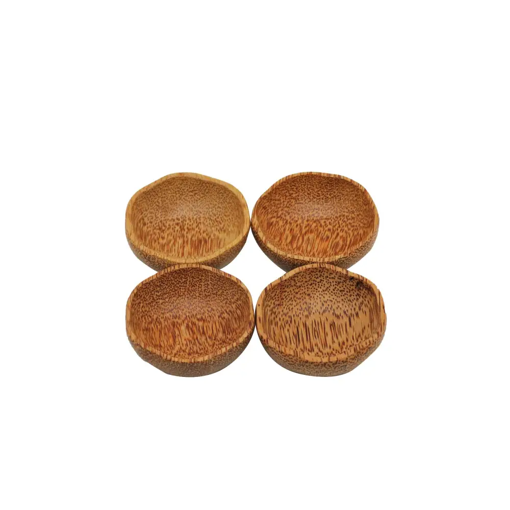 Set of 4 Coconut Wooden Plum Bowl 15cm Natural - Home & Garden > Kitchenware