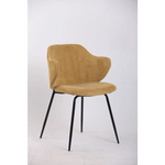Set of 4 Dining Chairs Corduroy Cord Fabric with Metal Legs in Mustard Yellow - Furniture > Bar Stools & Chairs > Arm