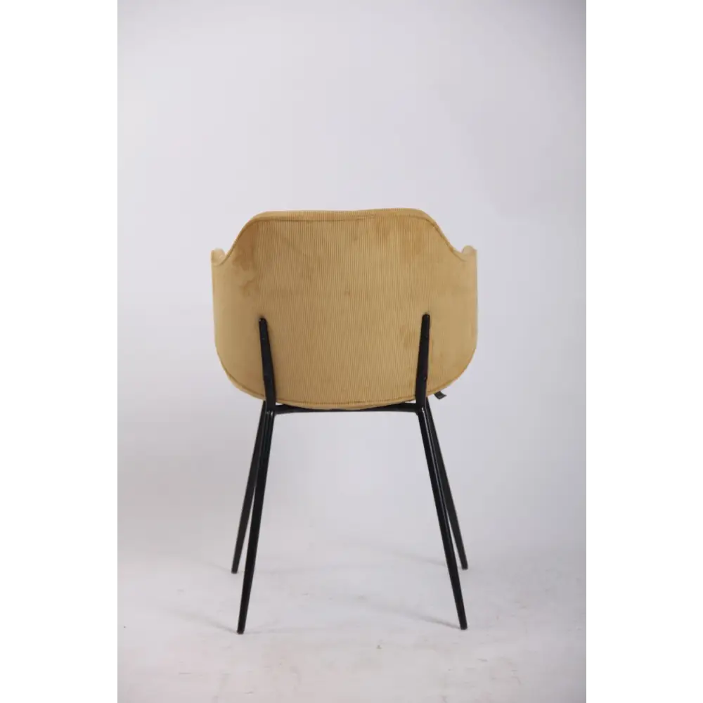 Set of 4 Dining Chairs Corduroy Cord Fabric with Metal Legs in Mustard Yellow - Furniture > Bar Stools & Chairs > Arm
