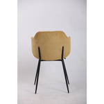 Set of 4 Dining Chairs Corduroy Cord Fabric with Metal Legs in Mustard Yellow - Furniture > Bar Stools & Chairs > Arm