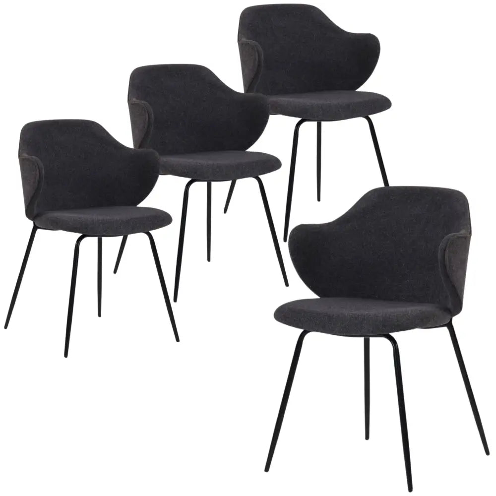 Set of 4 Dining Chairs in Graphite - Furniture > Bar Stools & Chairs > Arm Chairs & Recliners