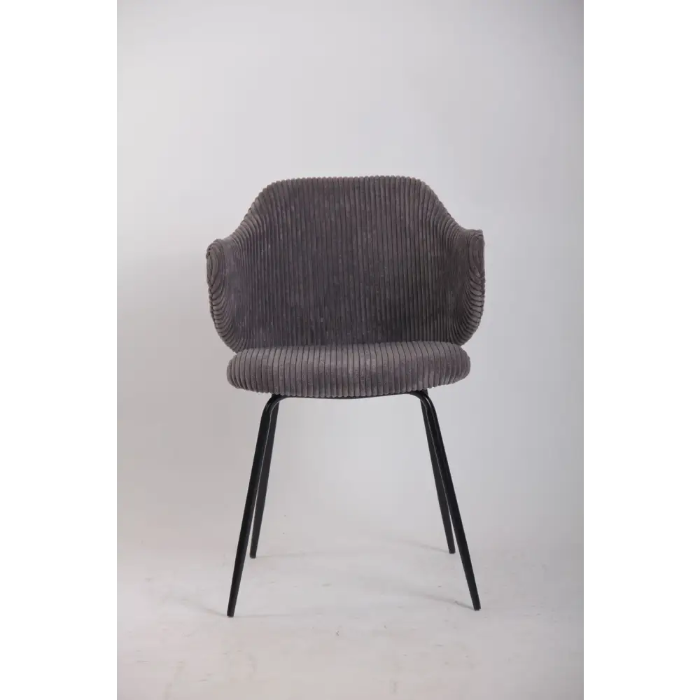 Set of 4 Dining Chairs with Corduroy Cord Fabric in Dark Grey Lincoln - Furniture > Bar Stools & Chairs > Arm Chairs &