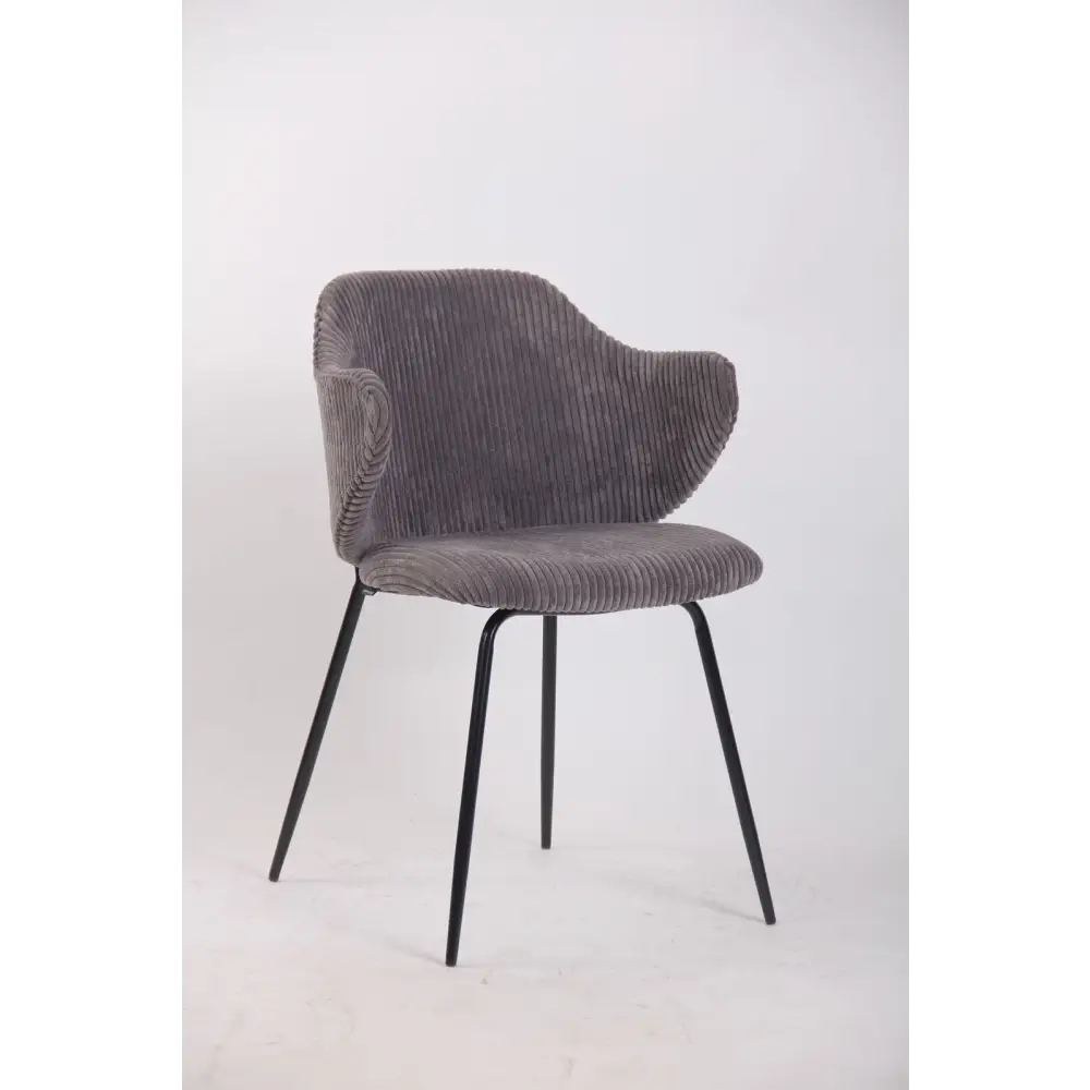Set of 4 Dining Chairs with Corduroy Cord Fabric in Dark Grey Lincoln - Furniture > Bar Stools & Chairs > Arm Chairs &