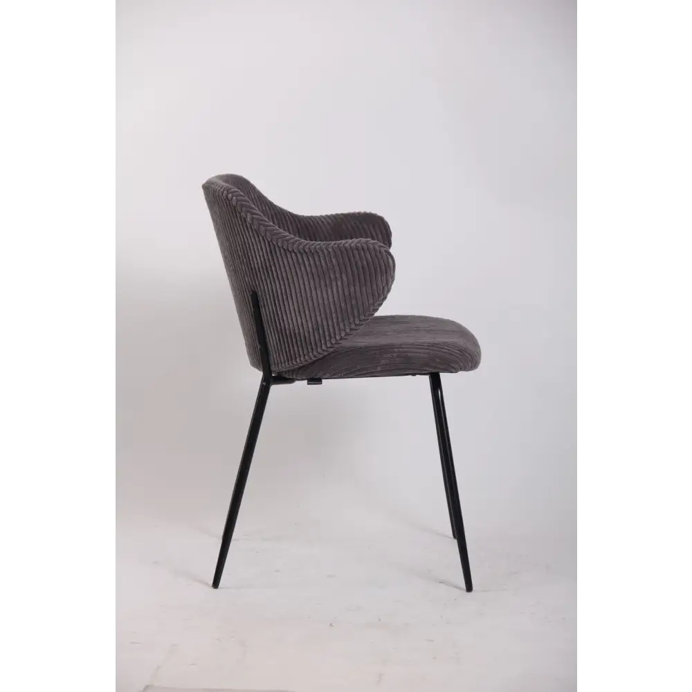 Set of 4 Dining Chairs with Corduroy Cord Fabric in Dark Grey Lincoln - Furniture > Bar Stools & Chairs > Arm Chairs &
