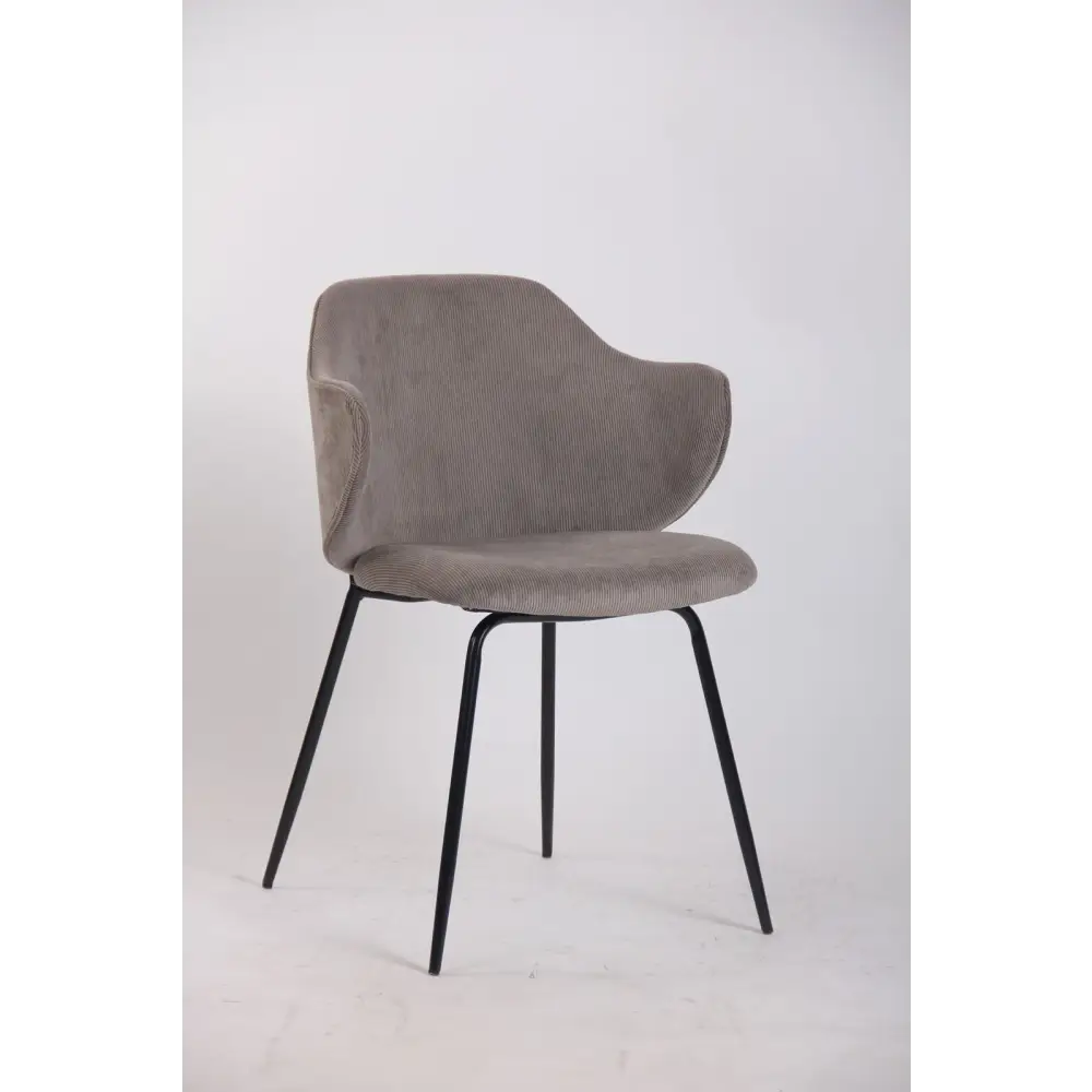 Set of 4 Dining Chairs with Corduroy Cord Fabric in Grey - Furniture > Bar Stools & Chairs > Arm Chairs & Recliners