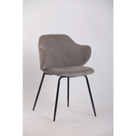 Set of 4 Dining Chairs with Corduroy Cord Fabric in Grey - Furniture > Bar Stools & Chairs > Arm Chairs & Recliners