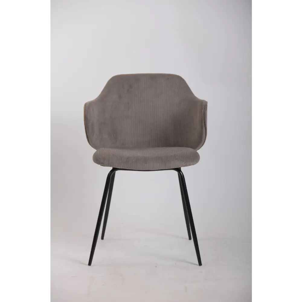 Set of 4 Dining Chairs with Corduroy Cord Fabric in Grey - Furniture > Bar Stools & Chairs > Arm Chairs & Recliners